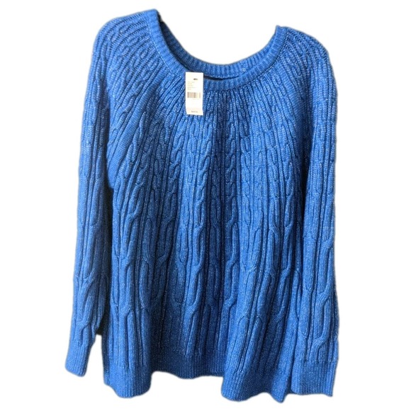 Lane Bryant Sweater Womens Size 22/24 Navy Blue Pullover Crewneck Cable Knit NEW - Picture 1 of 9